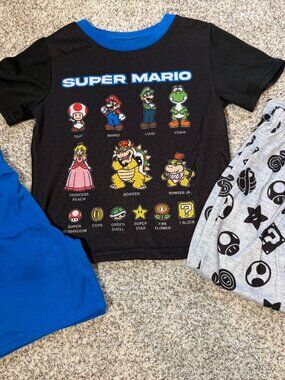 Super Mario Nintendo Boys 3 Piece Pajama Set XS 4/5